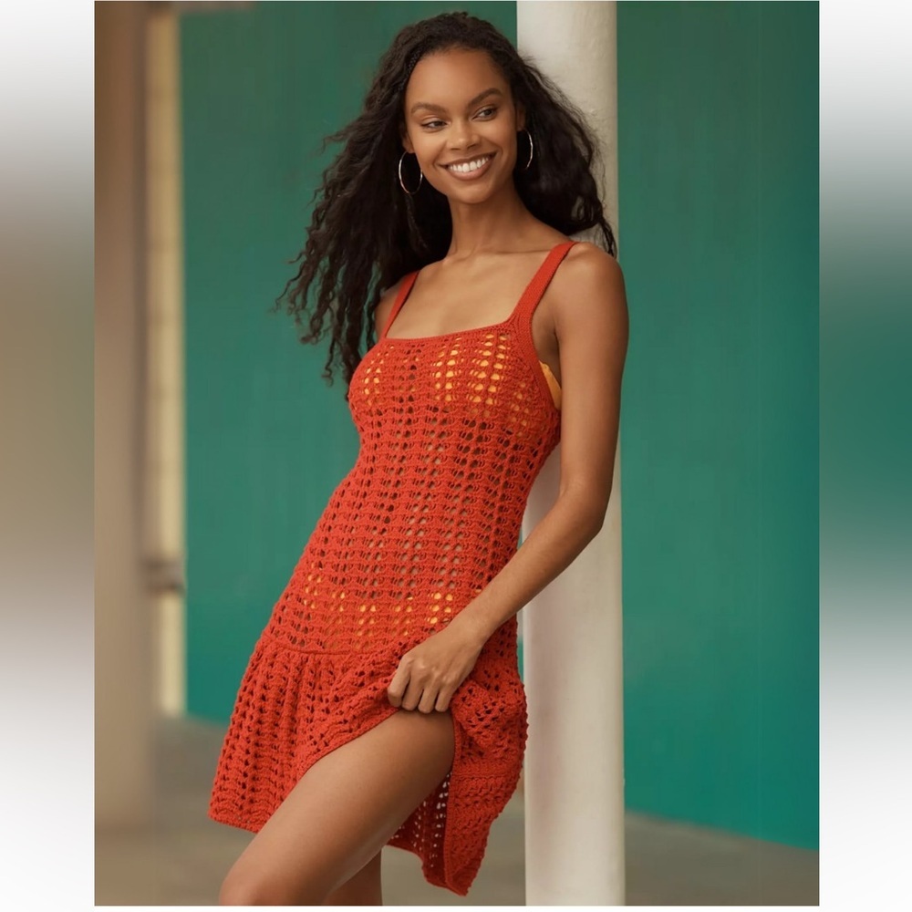 Anthropologie Celandine Crochet Coverup mini dress